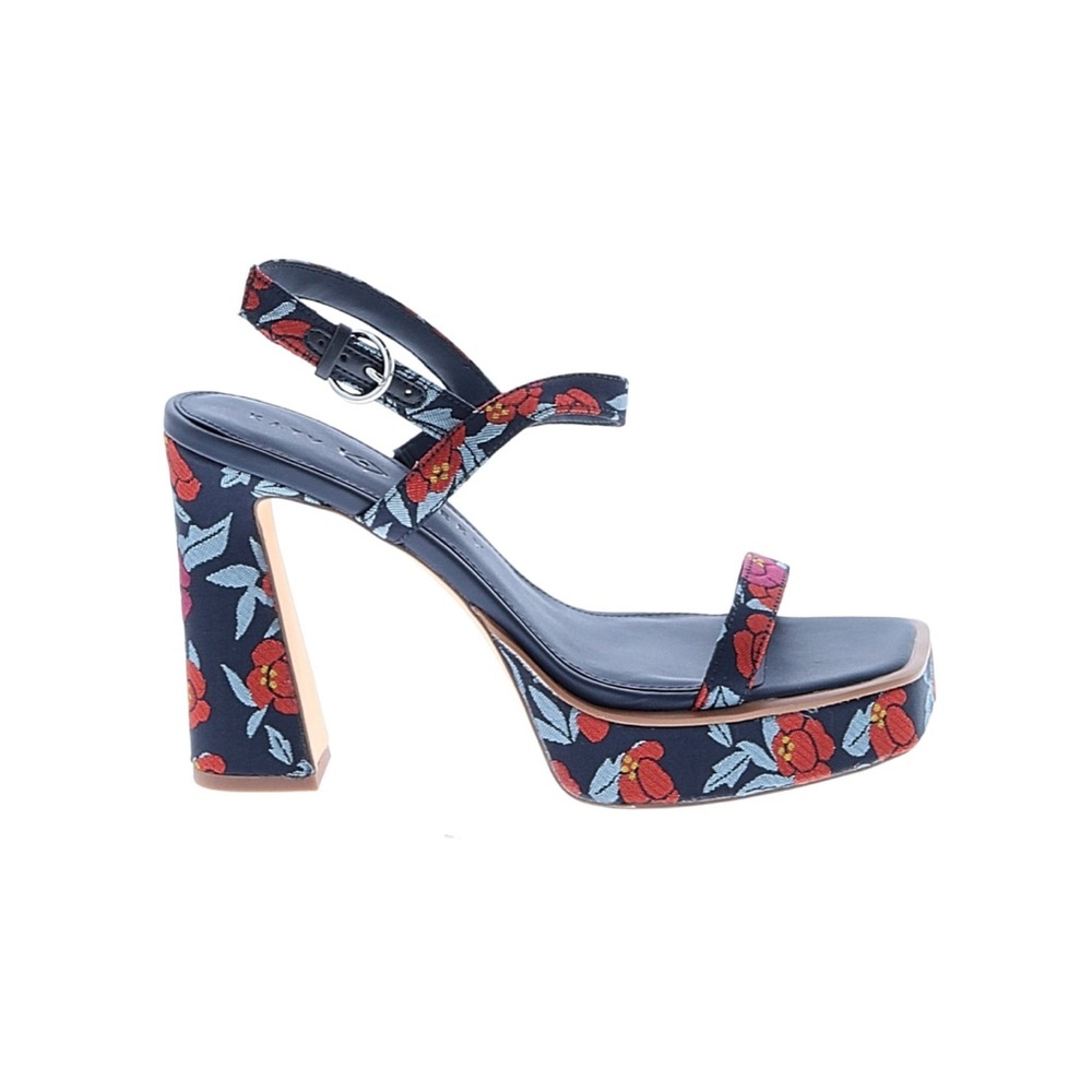 KATY PERRY Women 11 M The Steady Sandal Blue Red Platform 4.25" Heel Floral NEW